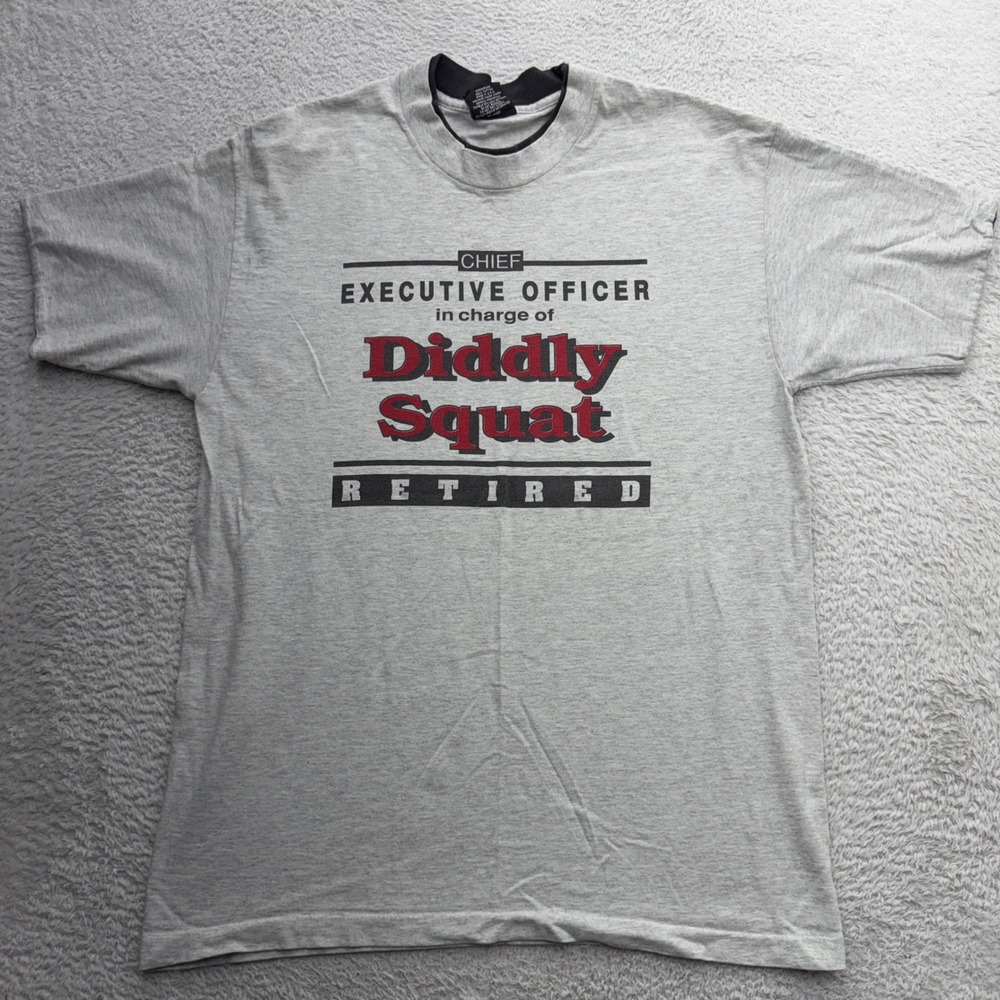 Signal Sports Mens Retired Diddly Squat CEO Graphic T-Shirt Grey Large USA Made